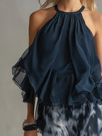 Conjunto Halter Gasa Estampada Wide Leg