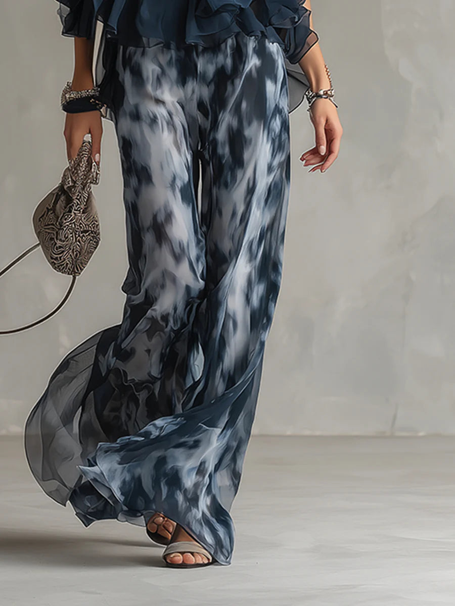 Conjunto Halter Gasa Estampada Wide Leg