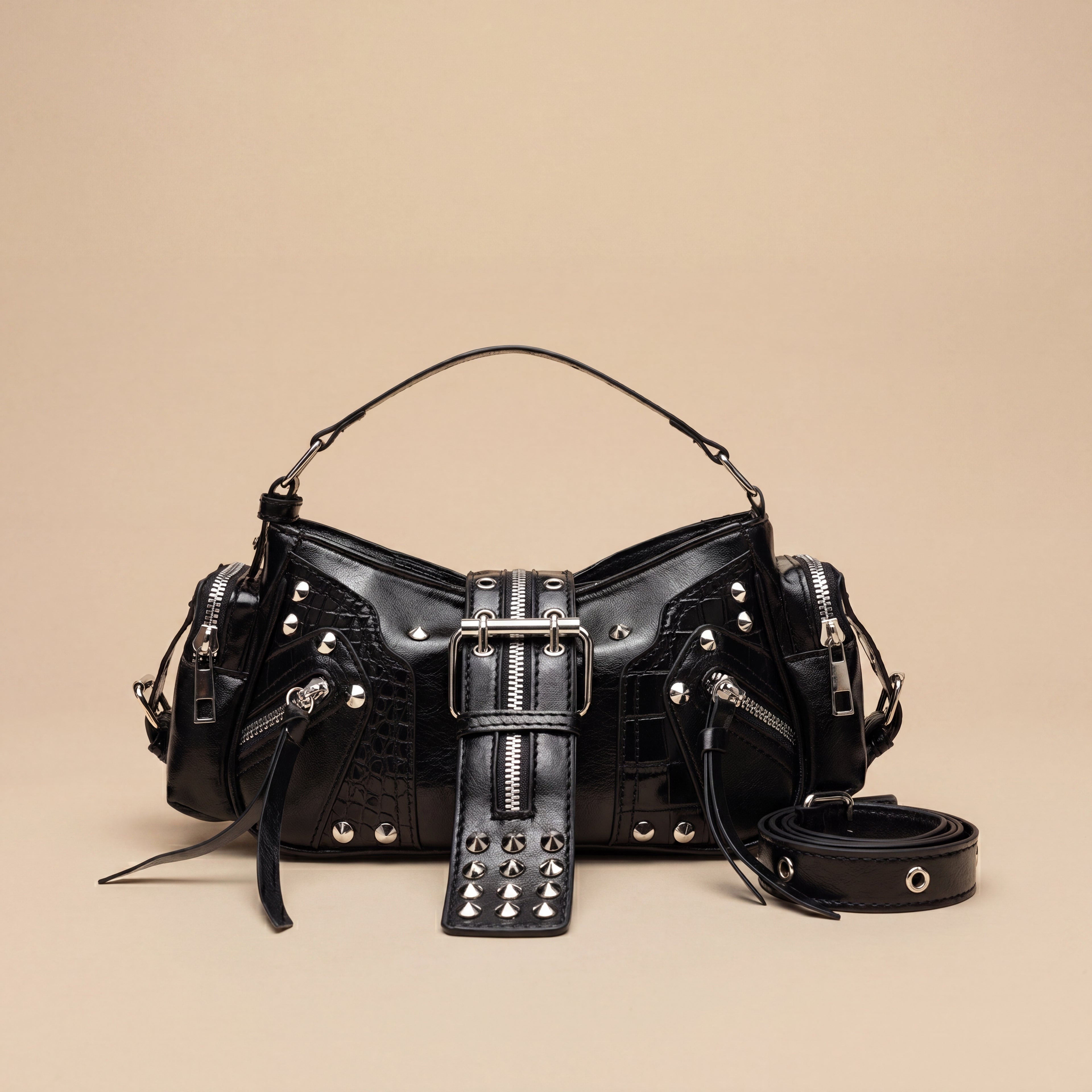 Bolso Crossbody Motero con Remaches