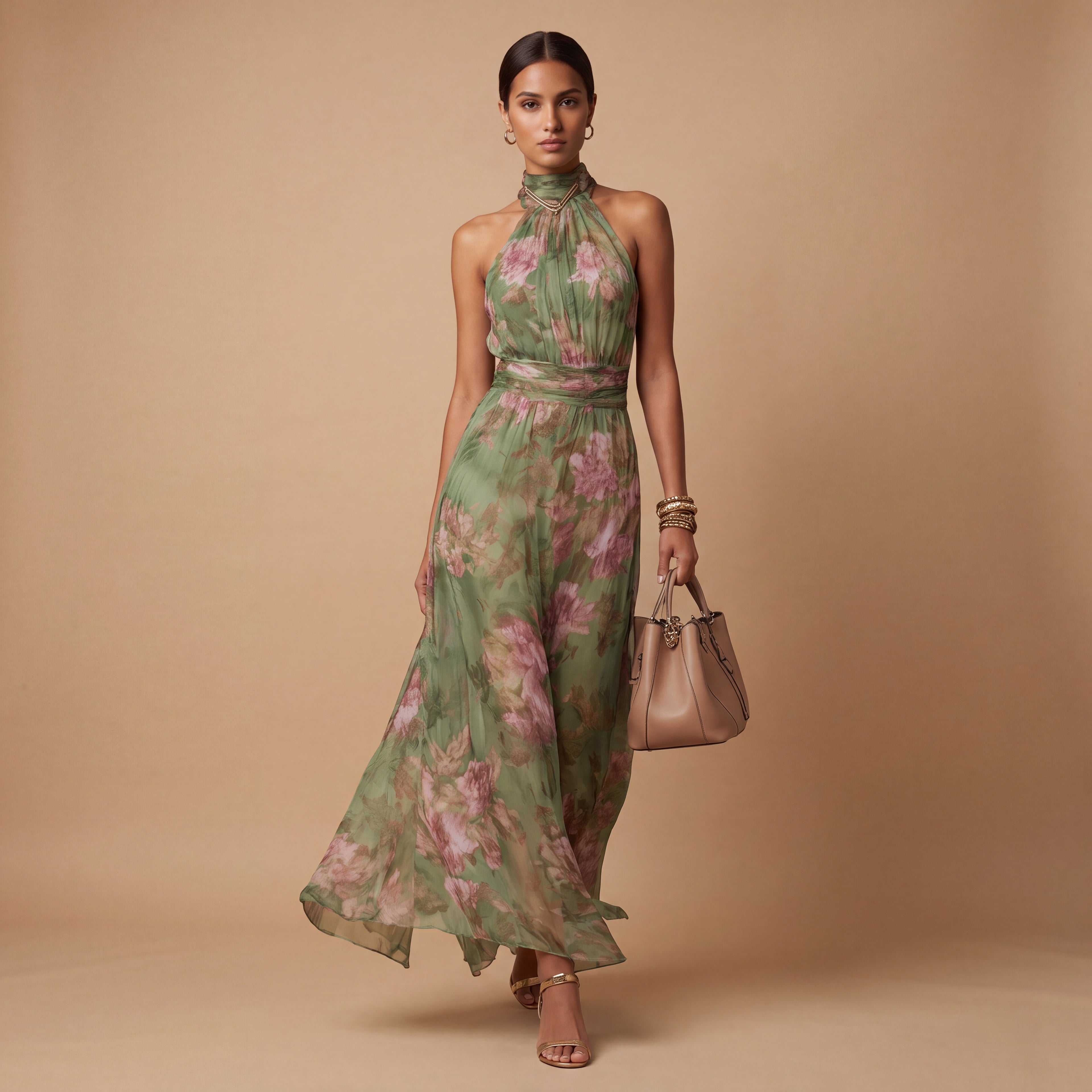 Livia | Vestido Maxi Halter Floral