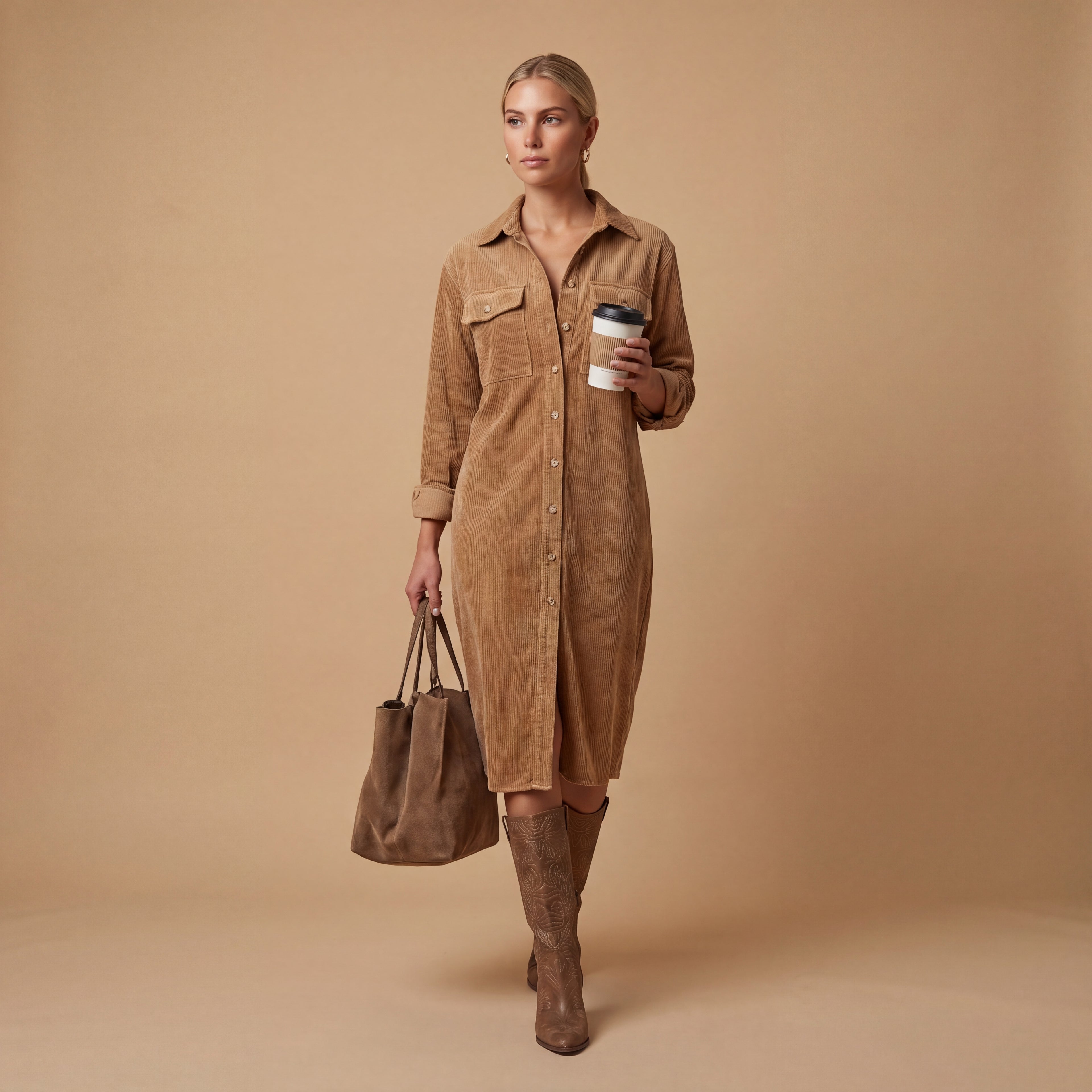 Vestido Midi de Pana Holgado
