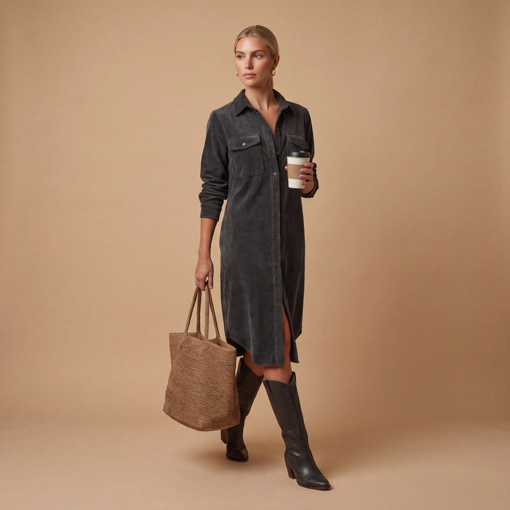 Vestido Midi de Pana Holgado