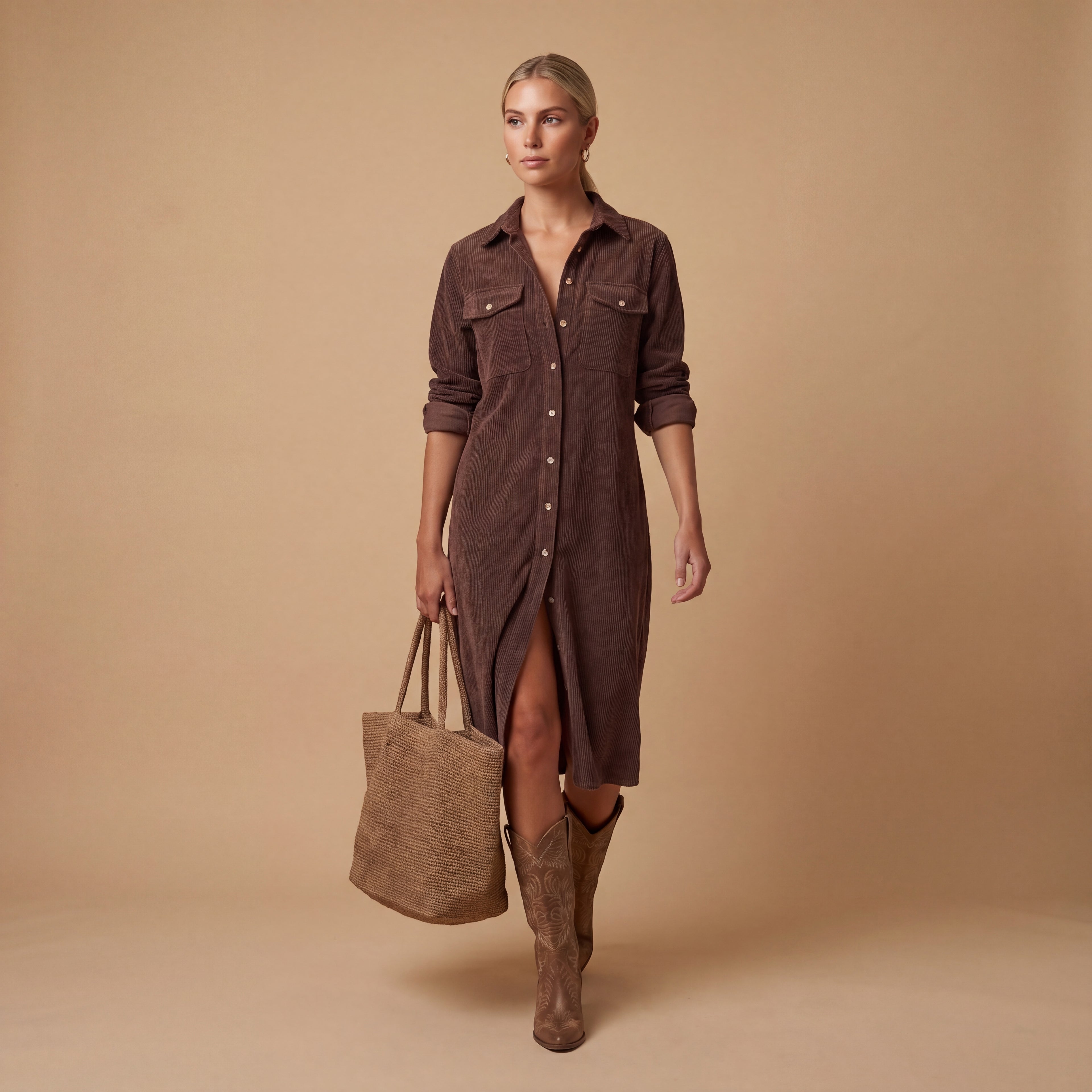 Vestido Midi de Pana Holgado
