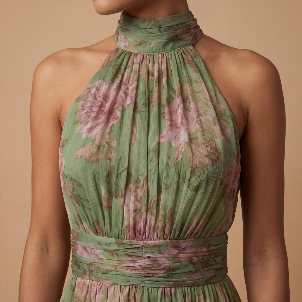 Livia | Vestido Maxi Halter Floral