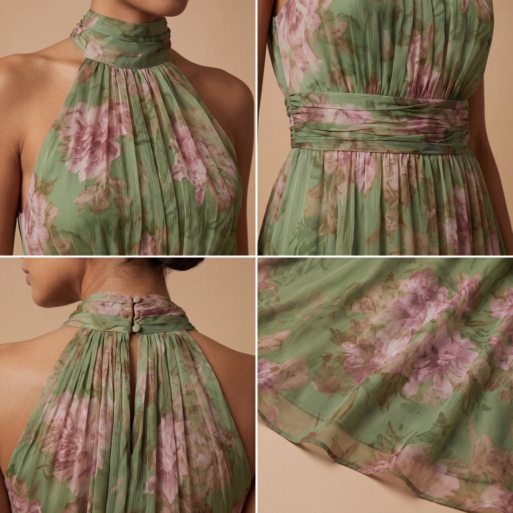 Livia | Vestido Maxi Halter Floral