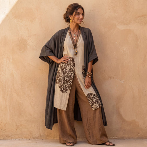 Conjunto Tres Piezas Estilo Bohemio Tribal