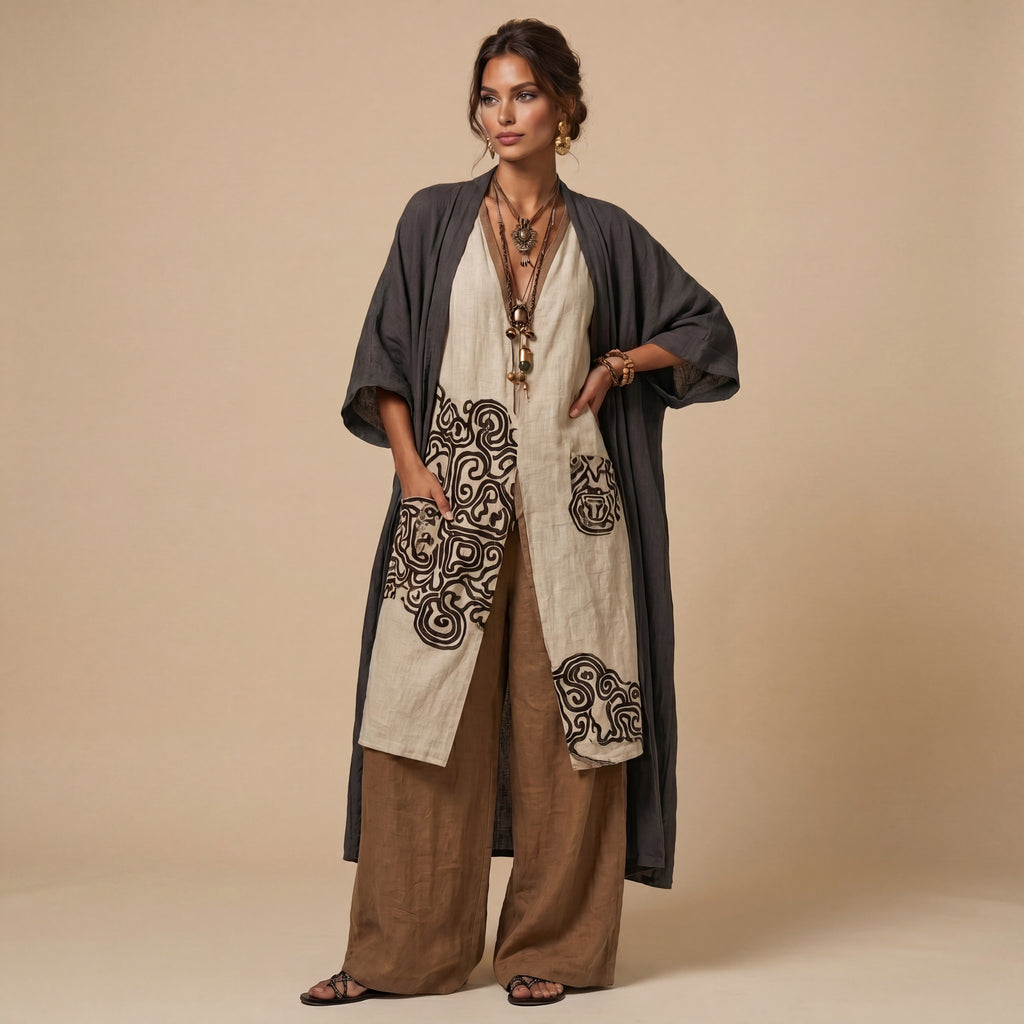 Conjunto Tres Piezas Estilo Bohemio Tribal