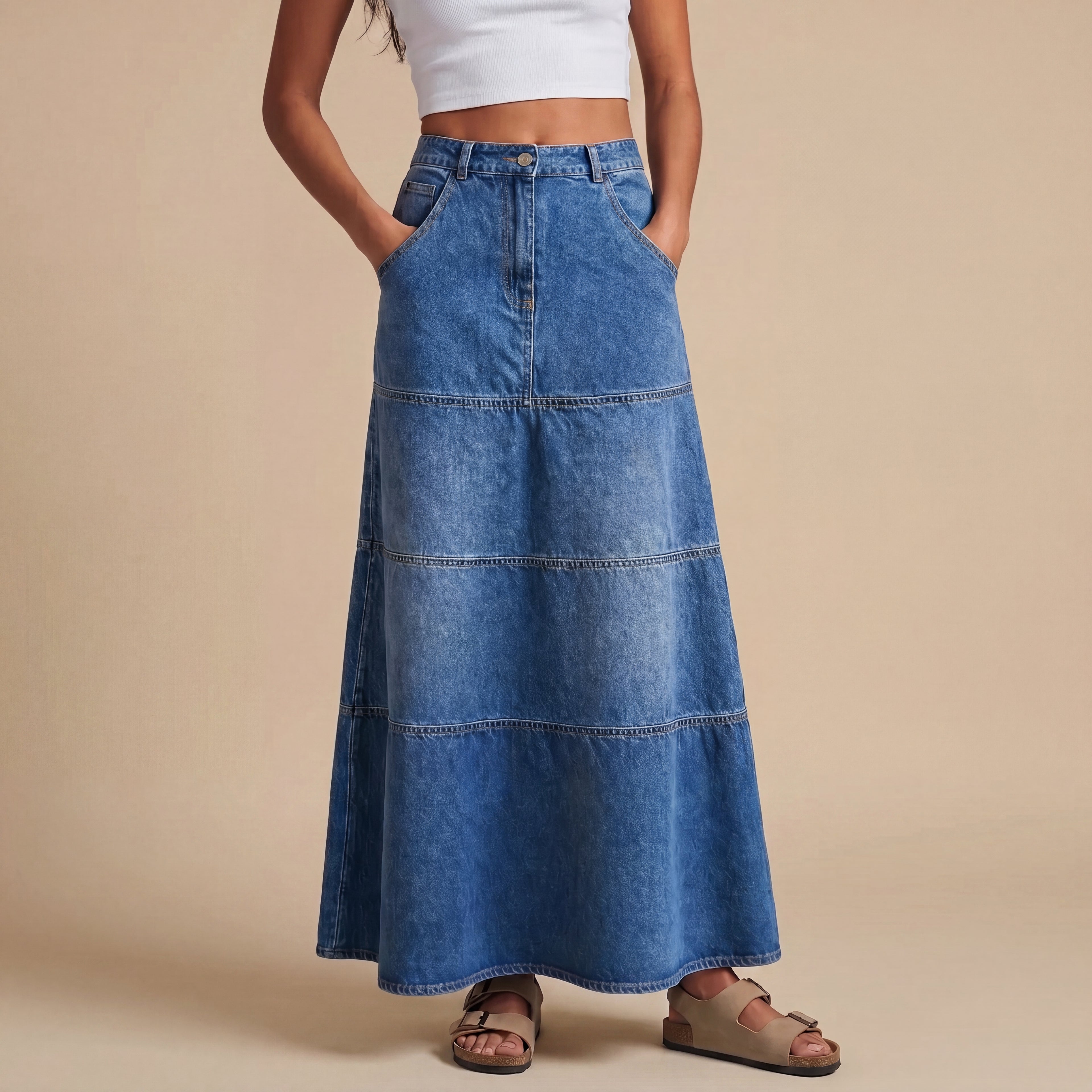 Mary | Falda Denim Longitud Media