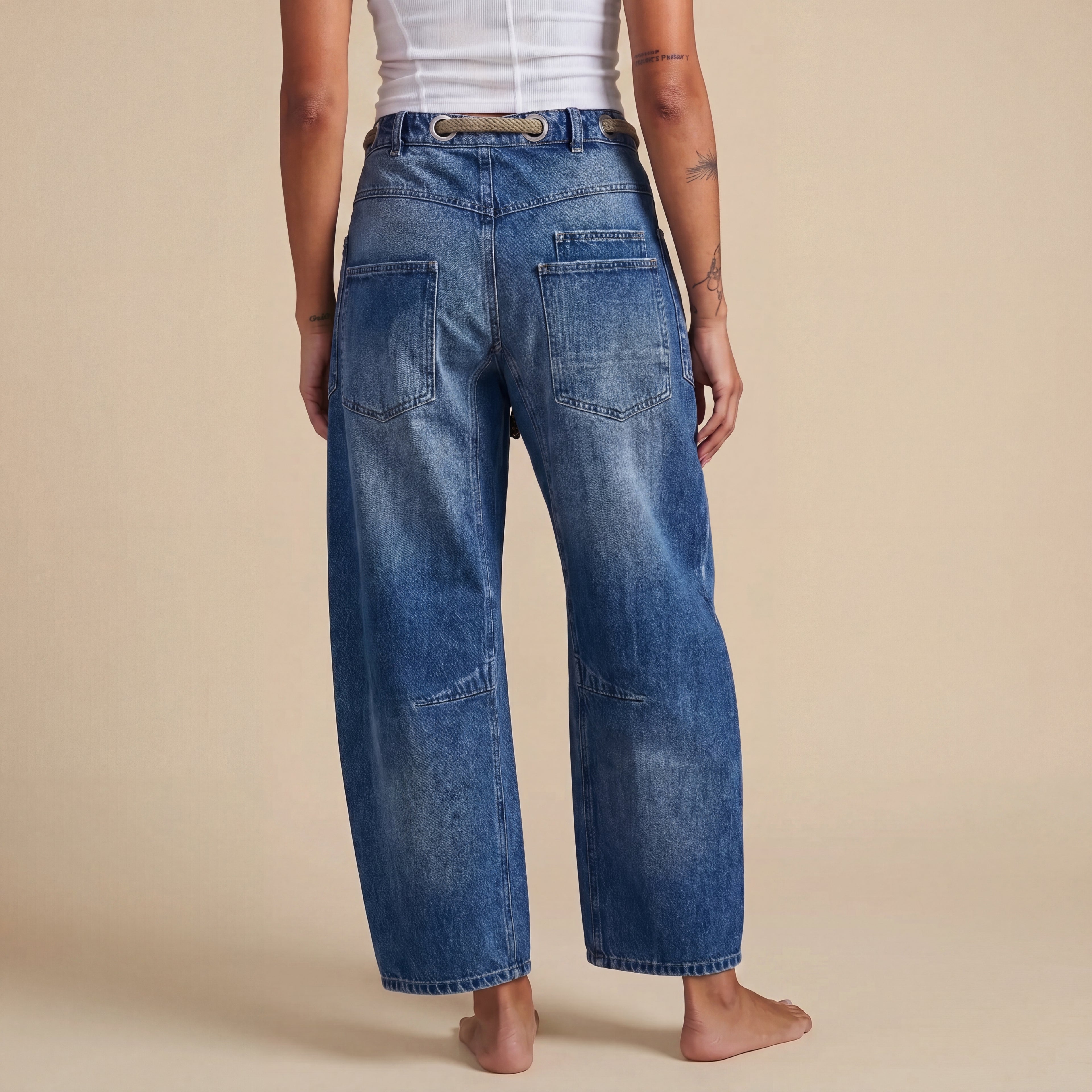 Margaret | Jeans Patchwork con Cuerda