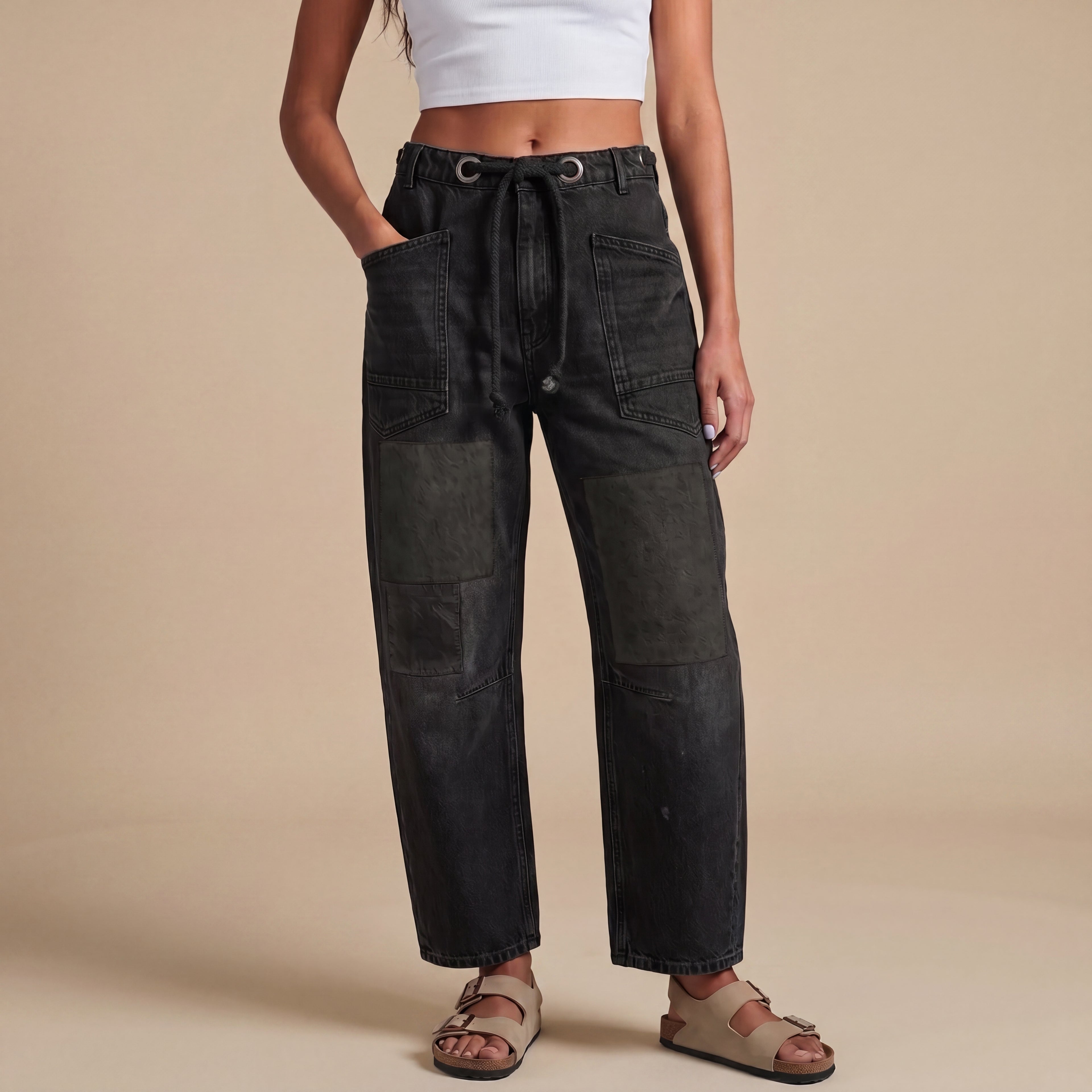 Margaret | Jeans Patchwork con Cuerda