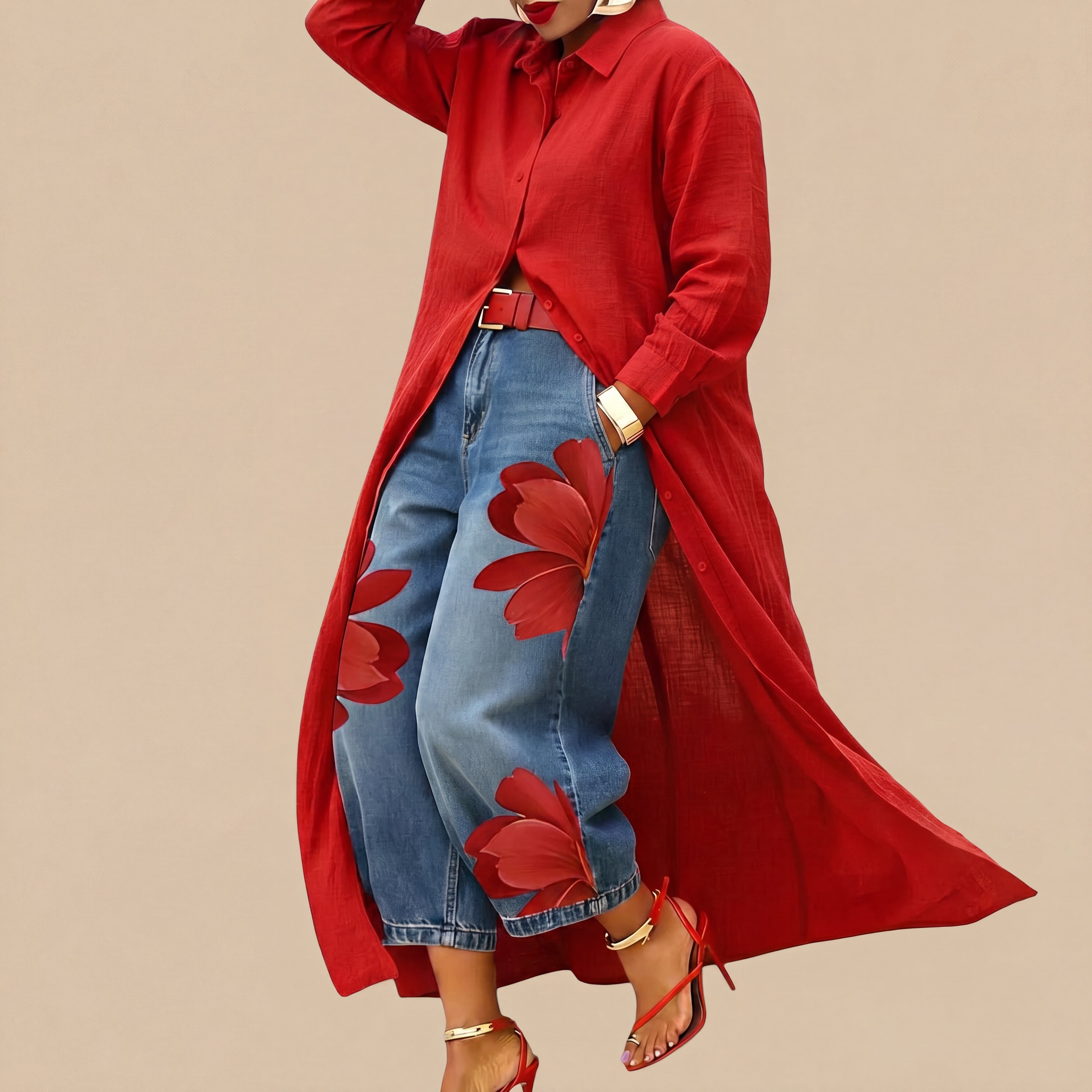 Céliane | Conjunto Vestido y Pantalón de Jean Ancho