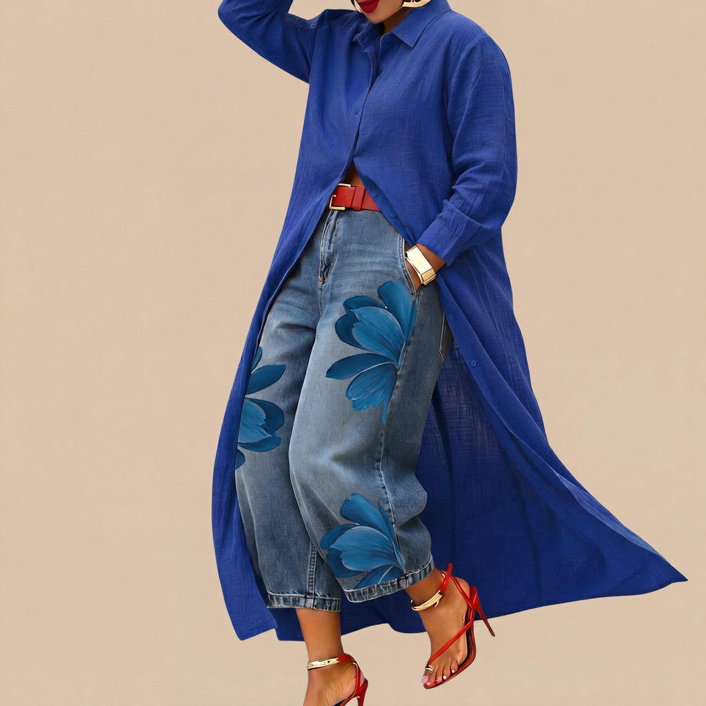 Céliane | Conjunto Vestido y Pantalón de Jean Ancho