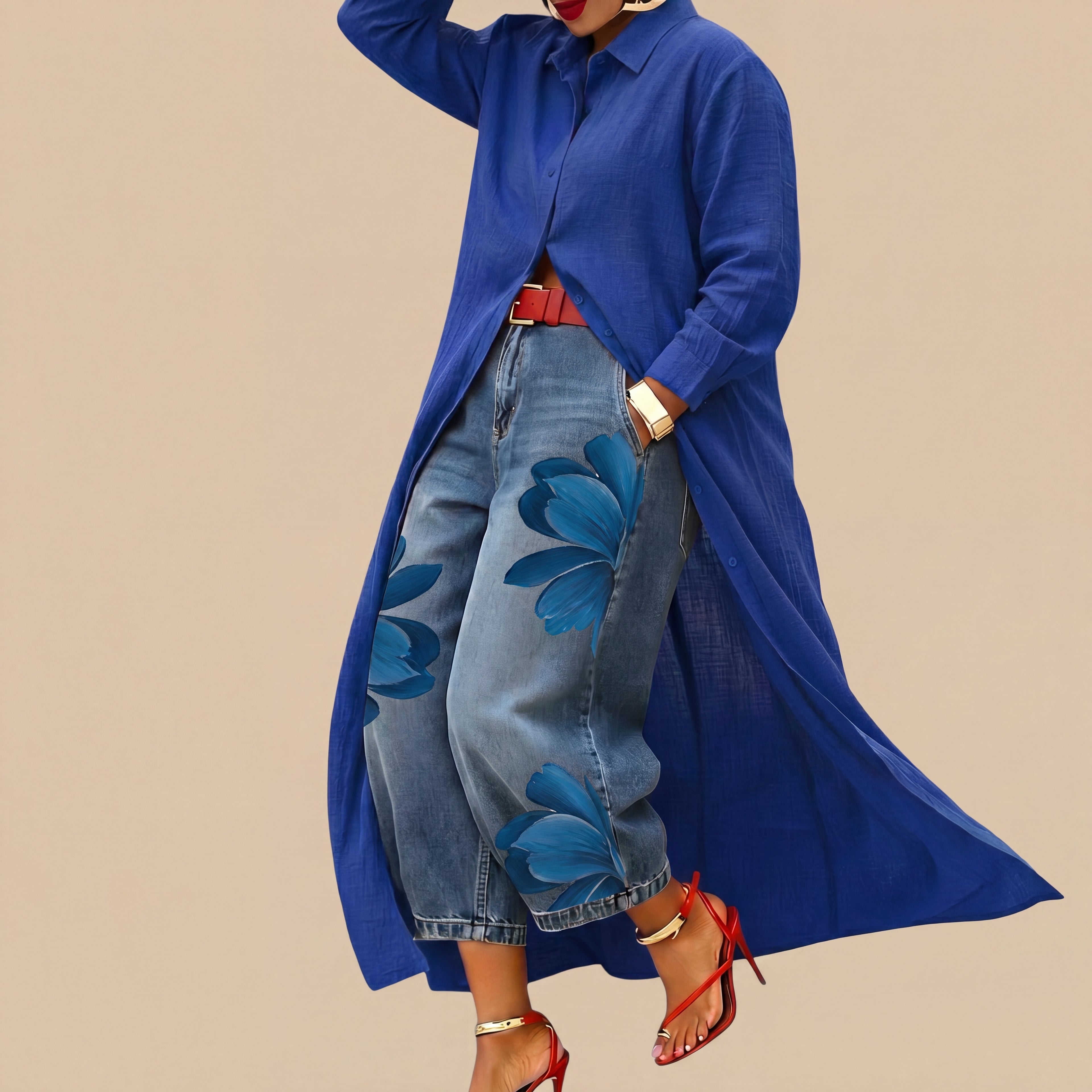 Céliane | Conjunto Vestido y Pantalón de Jean Ancho
