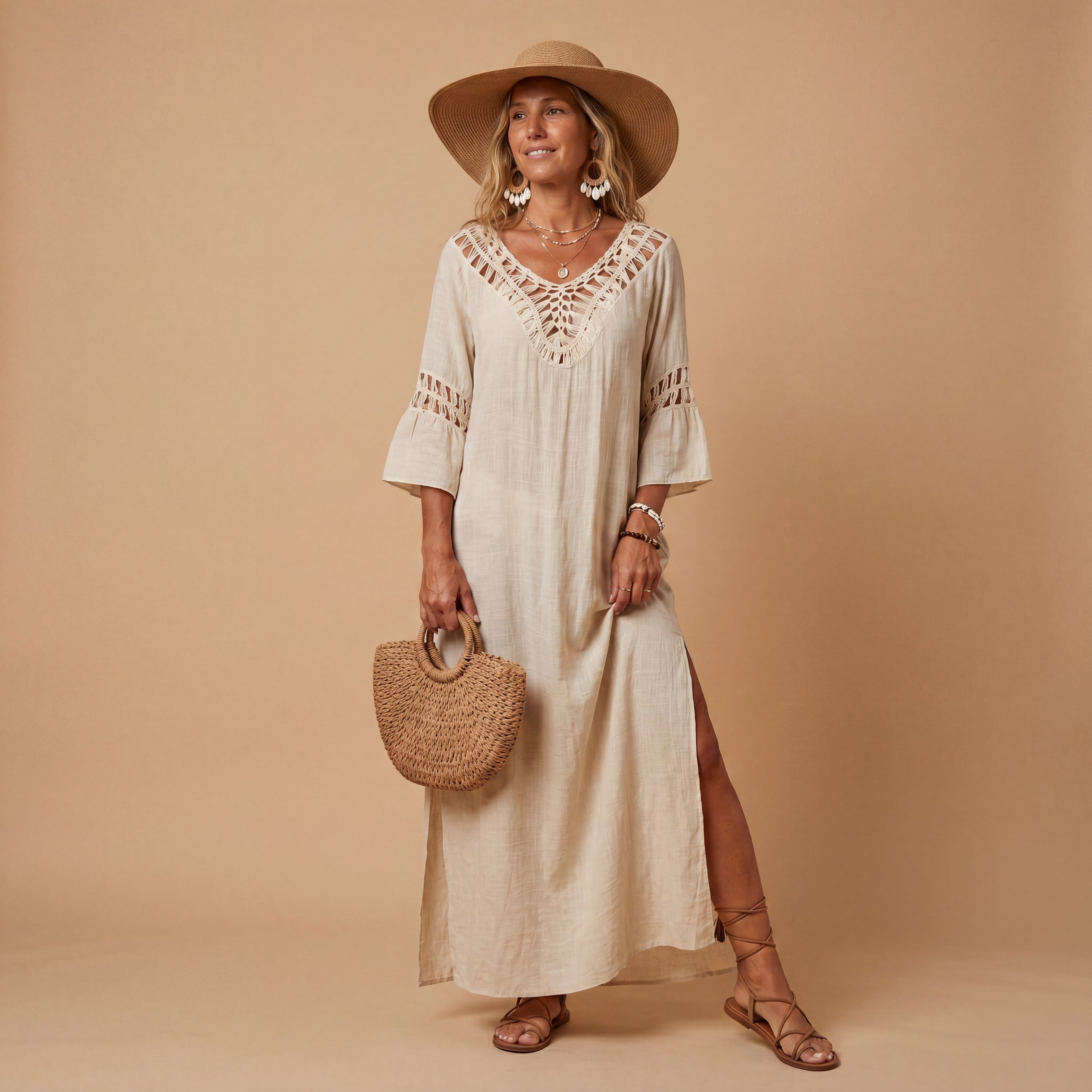 Vestido Playa Crochet Bohemio
