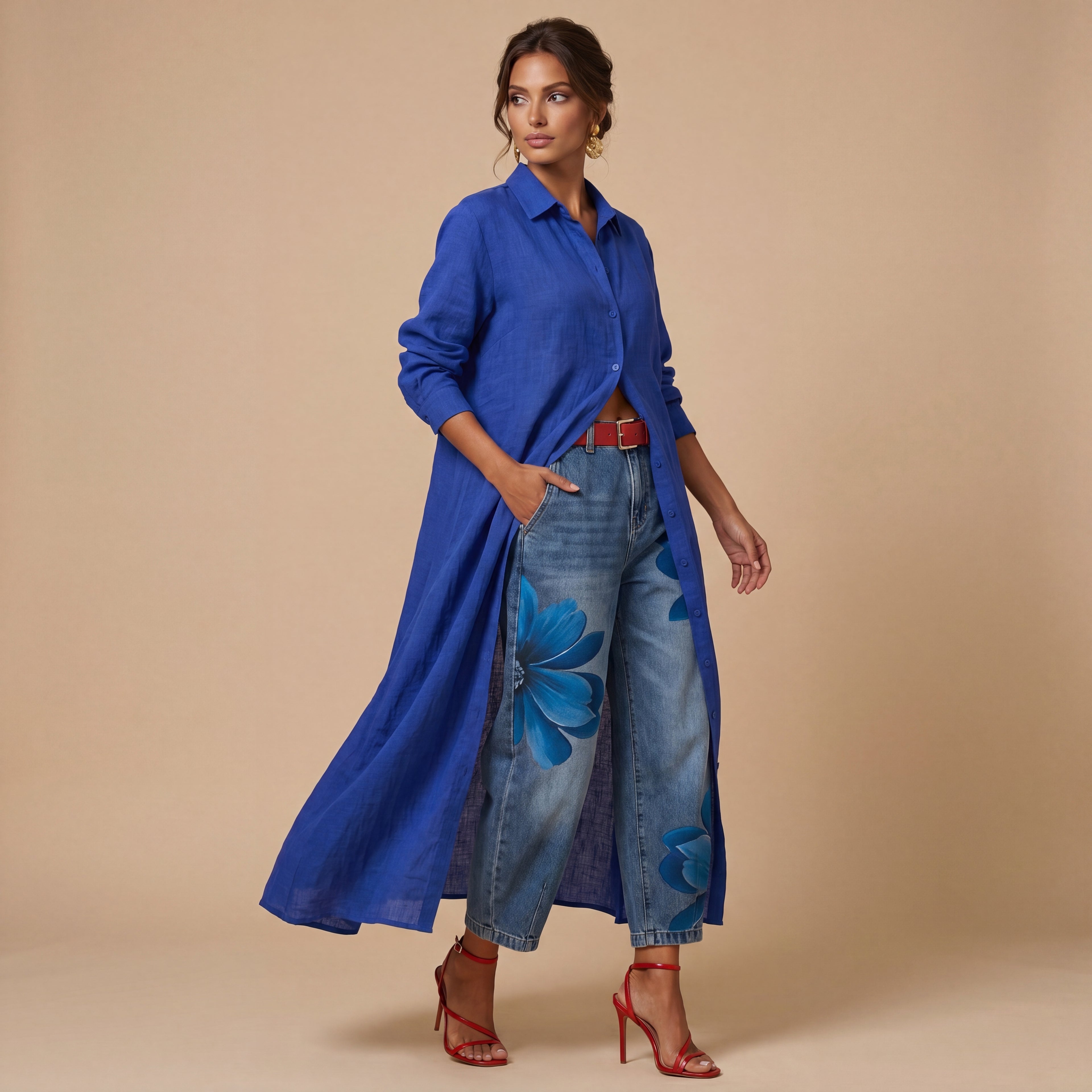 Céliane | Conjunto Vestido y Pantalón de Jean Ancho
